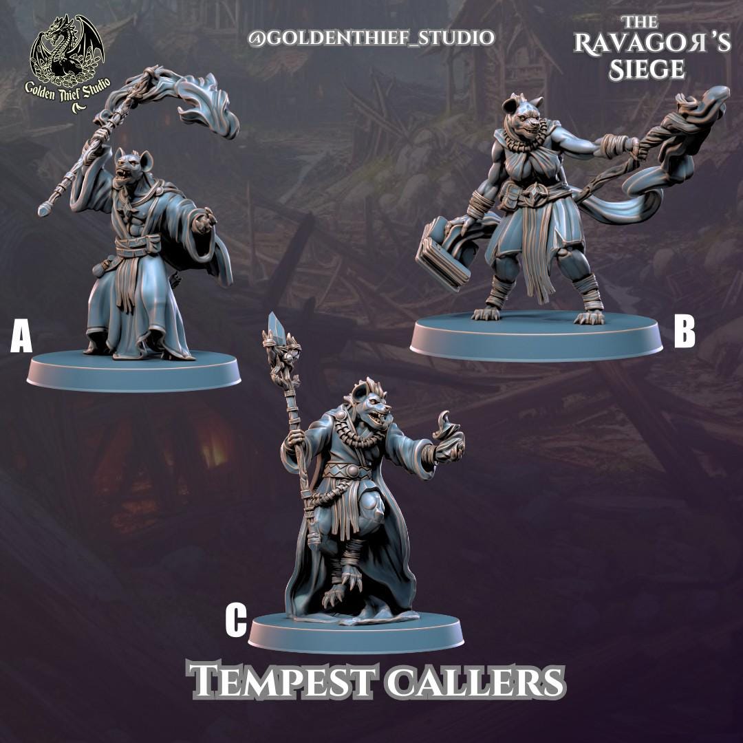 Gnoll Tempest Callers Miniature | Full Set All Models - Tabletop RPG & D&D miniature. Perfect for wargaming & collectors