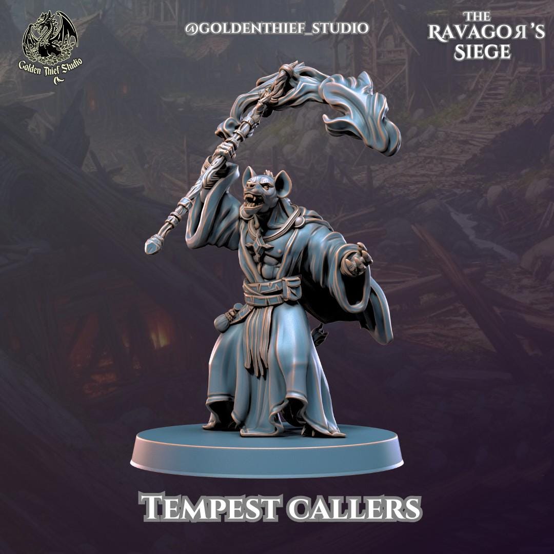 Gnoll Tempest Callers Miniature | Gnoll A - Tabletop RPG & D&D miniature. Perfect for wargaming & collectors