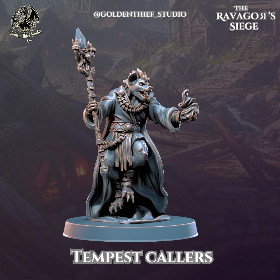 Gnoll Tempest Callers Miniature | Gnoll C - Tabletop RPG & D&D miniature. Perfect for wargaming & collectors