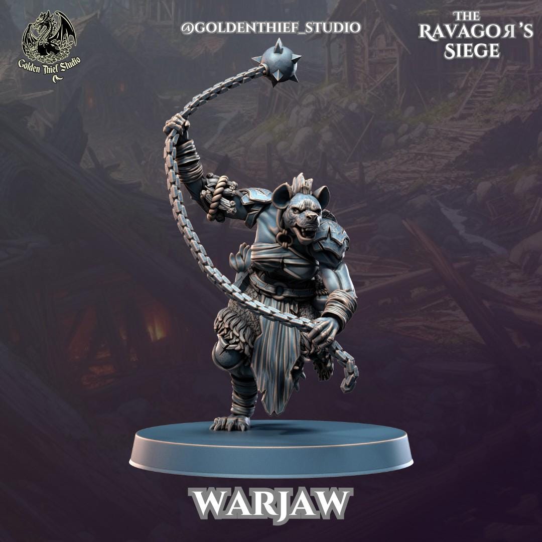 Gnoll Warjaws Miniature | Gnoll B - Tabletop RPG & D&D miniature. Perfect for wargaming & collectors