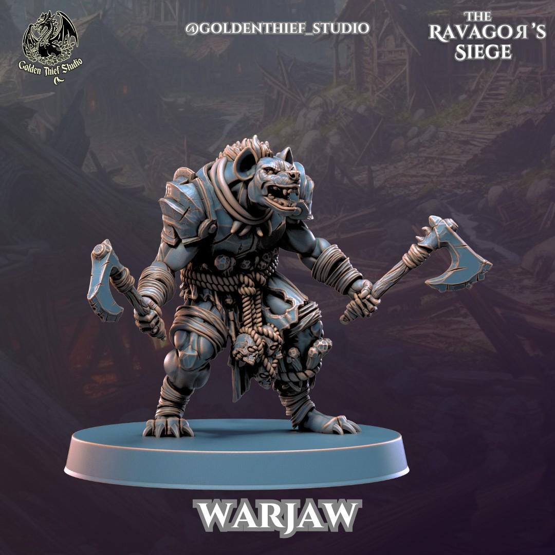 Gnoll Warjaws Miniature | Gnoll D - Tabletop RPG & D&D miniature. Perfect for wargaming & collectors
