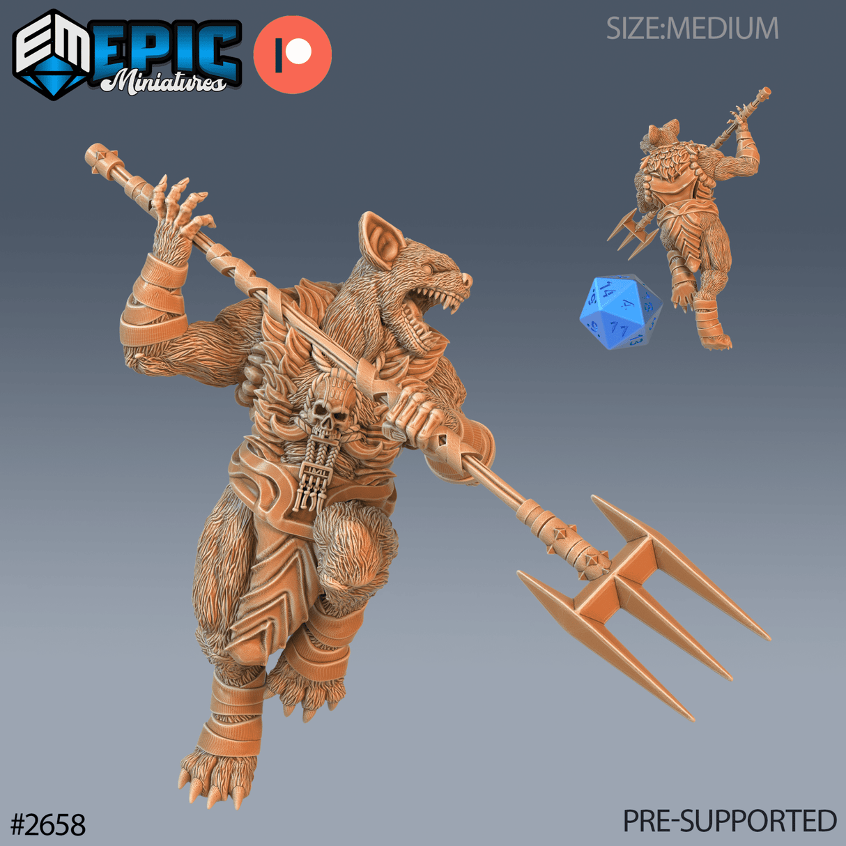Gnoll hyena Miniature | C - Tabletop RPG & D&D miniature. Perfect for wargaming & collectors