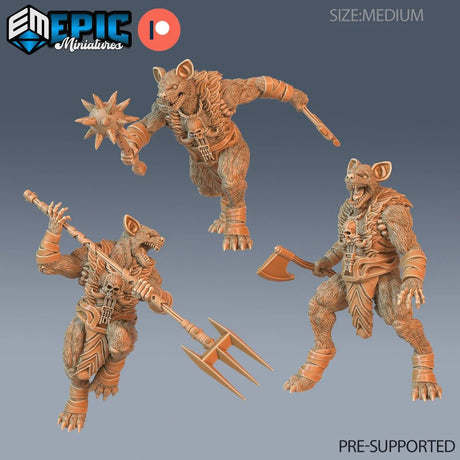 Gnoll hyena Miniature | Set of 3 - Tabletop RPG & D&D miniature. Perfect for wargaming & collectors