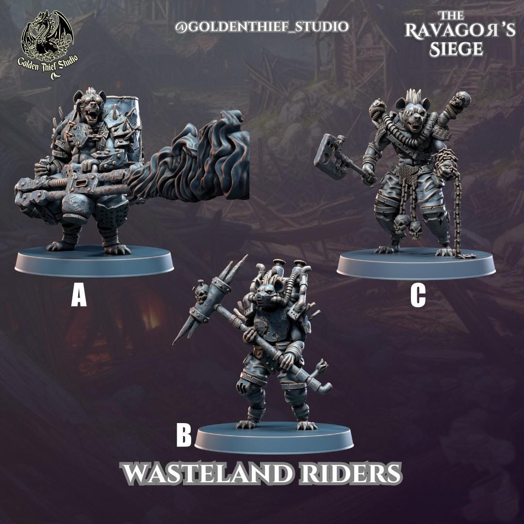Gnoll Wasteland Riders Miniature - Full Set All Models - 32mm