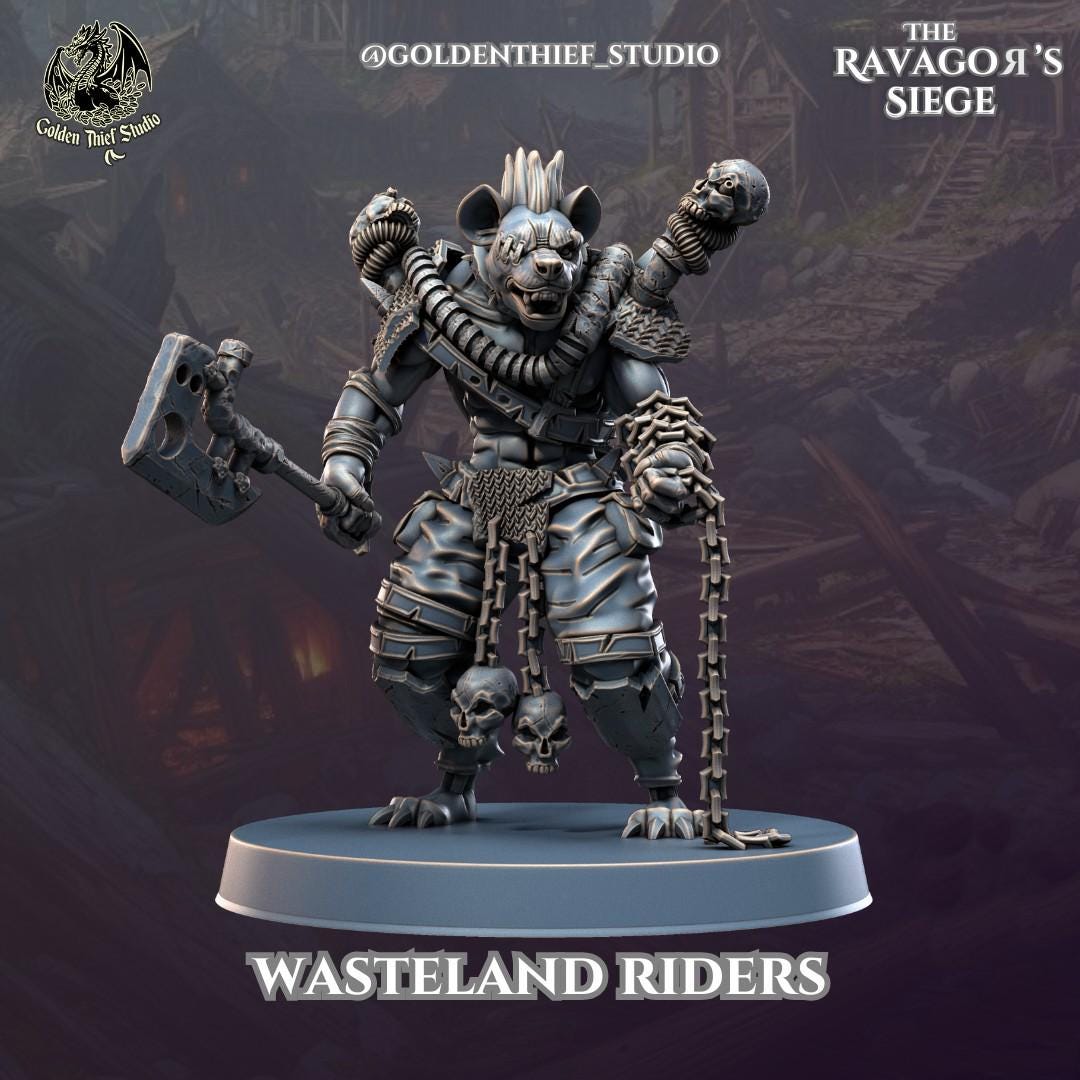 Gnoll Wasteland Riders Miniature | Gnoll B - Tabletop RPG & D&D miniature. Perfect for wargaming & collectors