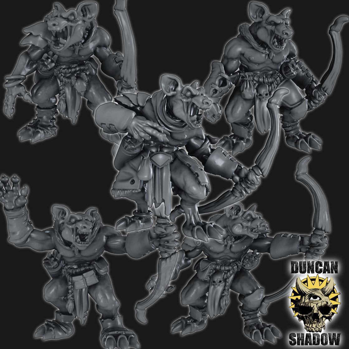 Gnolls with Bows Miniature | Set of 5 - Tabletop RPG & D&D miniature. Perfect for wargaming & collectors