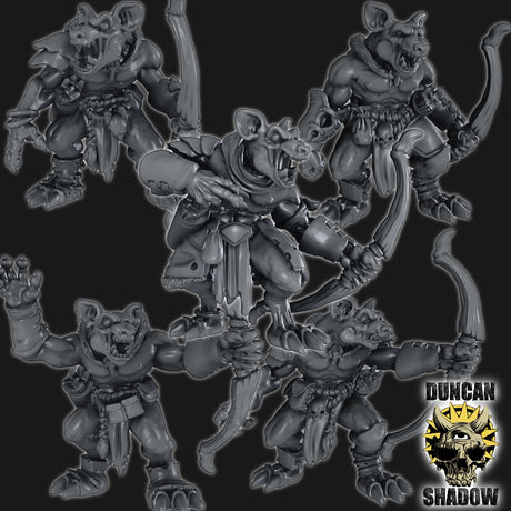 Gnolls with Bows Miniature | Set of 5 - Tabletop RPG & D&D miniature. Perfect for wargaming & collectors
