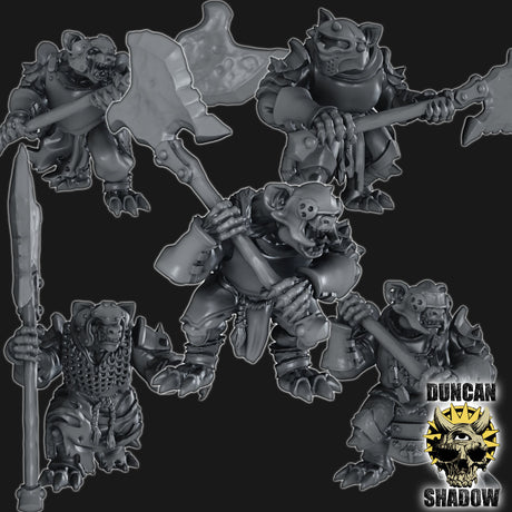 Gnolls with Great Axes Miniature | Set of 5 - Tabletop RPG & D&D miniature. Perfect for wargaming & collectors