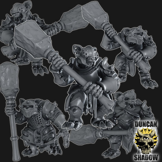 Gnolls with Great Clubs Miniature - Set of 5 - 32mm