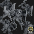 Gnolls with Hand Weapons and Shields Miniature | Set of 5 - Tabletop RPG & D&D miniature. Perfect for wargaming & collectors