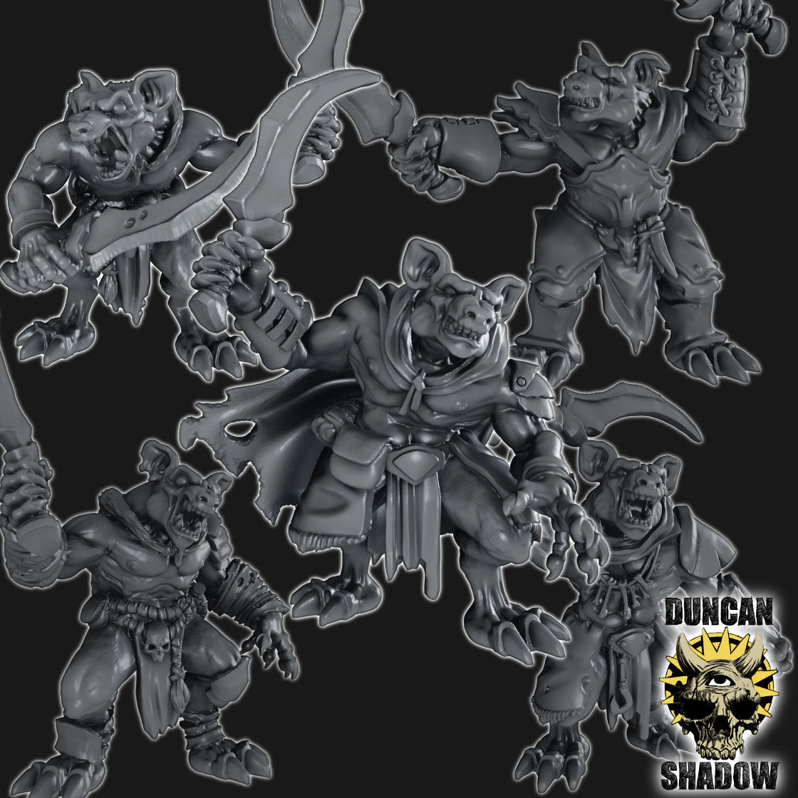 Gnolls with Swords Miniature | Set of 5 - Tabletop RPG & D&D miniature. Perfect for wargaming & collectors