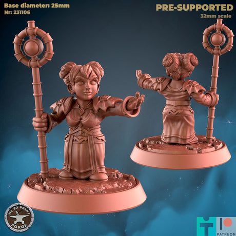 Gnome Cleric Wizard Miniature | B - Tabletop RPG & D&D miniature. Perfect for wargaming & collectors