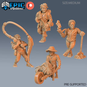 Gnome Farmer Miniature | Set of 4 - Tabletop RPG & D&D miniature. Perfect for wargaming & collectors
