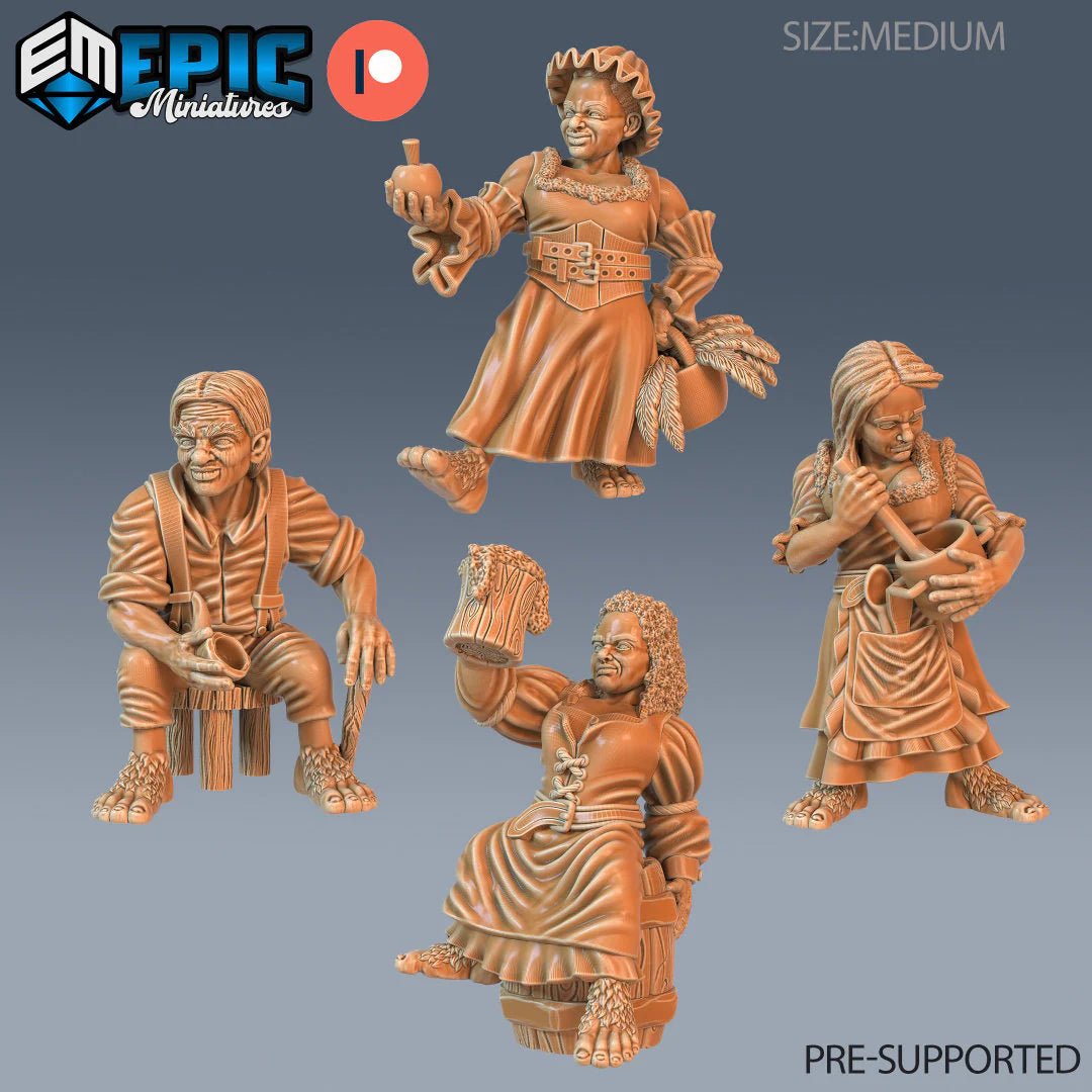 Gnome Npc Miniature - set of 4 - 28mm