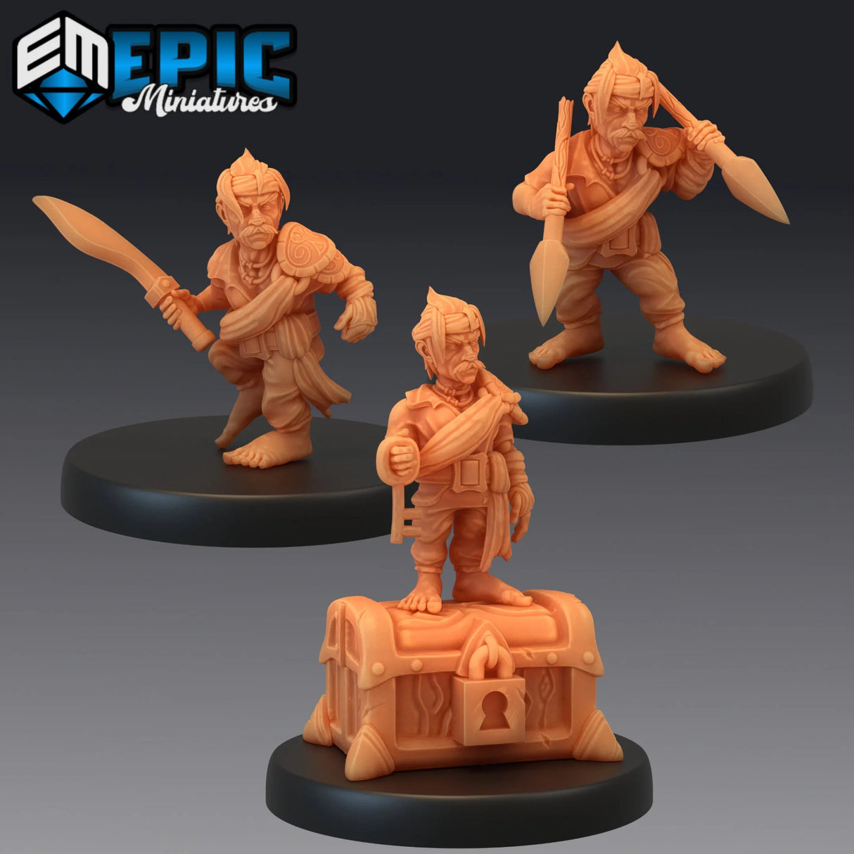 Gnome Pirates Miniature | Set of 3 - Tabletop RPG & D&D miniature. Perfect for wargaming & collectors