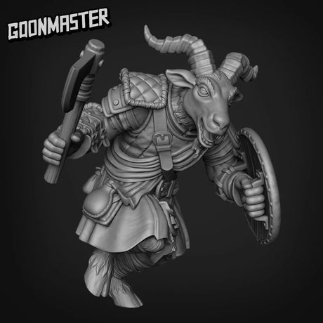 Goat Folk Axemen Miniature | C - Tabletop RPG & D&D miniature. Perfect for wargaming & collectors