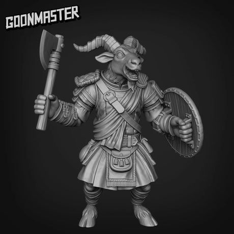 Goat Folk Axemen Miniature | D - Tabletop RPG & D&D miniature. Perfect for wargaming & collectors
