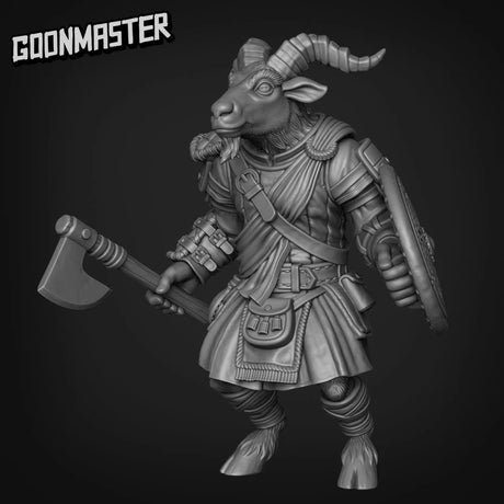 Goat Folk Axemen Miniature | E - Tabletop RPG & D&D miniature. Perfect for wargaming & collectors