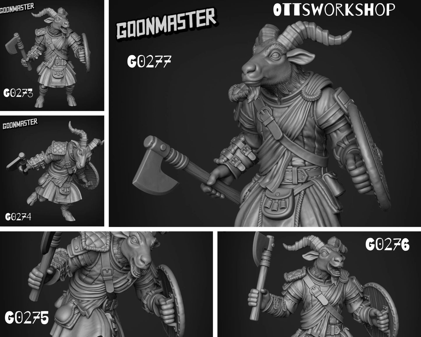 Goat Folk Axemen Miniature - Set of 5 - 28mm