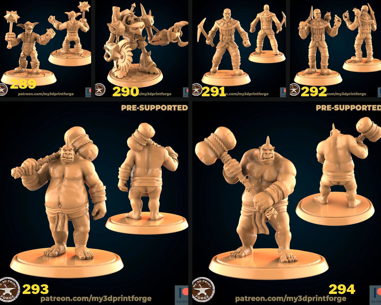 Goblin And Ogre Miniature | Set of 6 - Tabletop RPG & D&D miniature. Perfect for wargaming & collectors