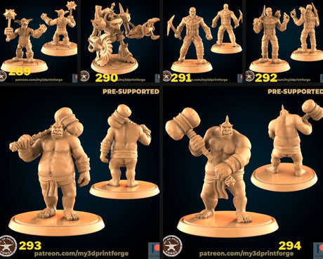 Goblin And Ogre Miniature | Set of 6 - Tabletop RPG & D&D miniature. Perfect for wargaming & collectors
