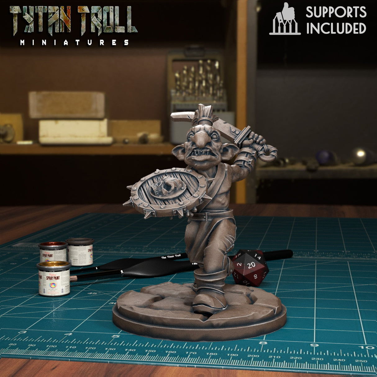 Goblin Attack team Miniature | B - Tabletop RPG & D&D miniature. Perfect for wargaming & collectors