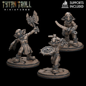 Goblin Attack team Miniature | Set of 3 - Tabletop RPG & D&D miniature. Perfect for wargaming & collectors