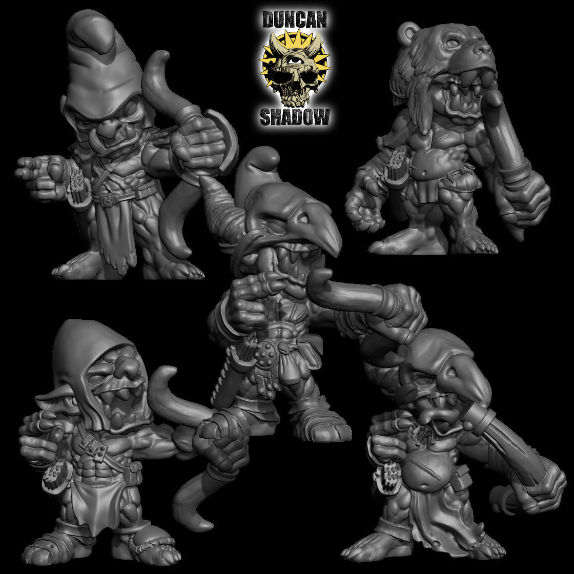 Goblin Barbarians with Bows Miniature | Set of 5 - Tabletop RPG & D&D miniature. Perfect for wargaming & collectors