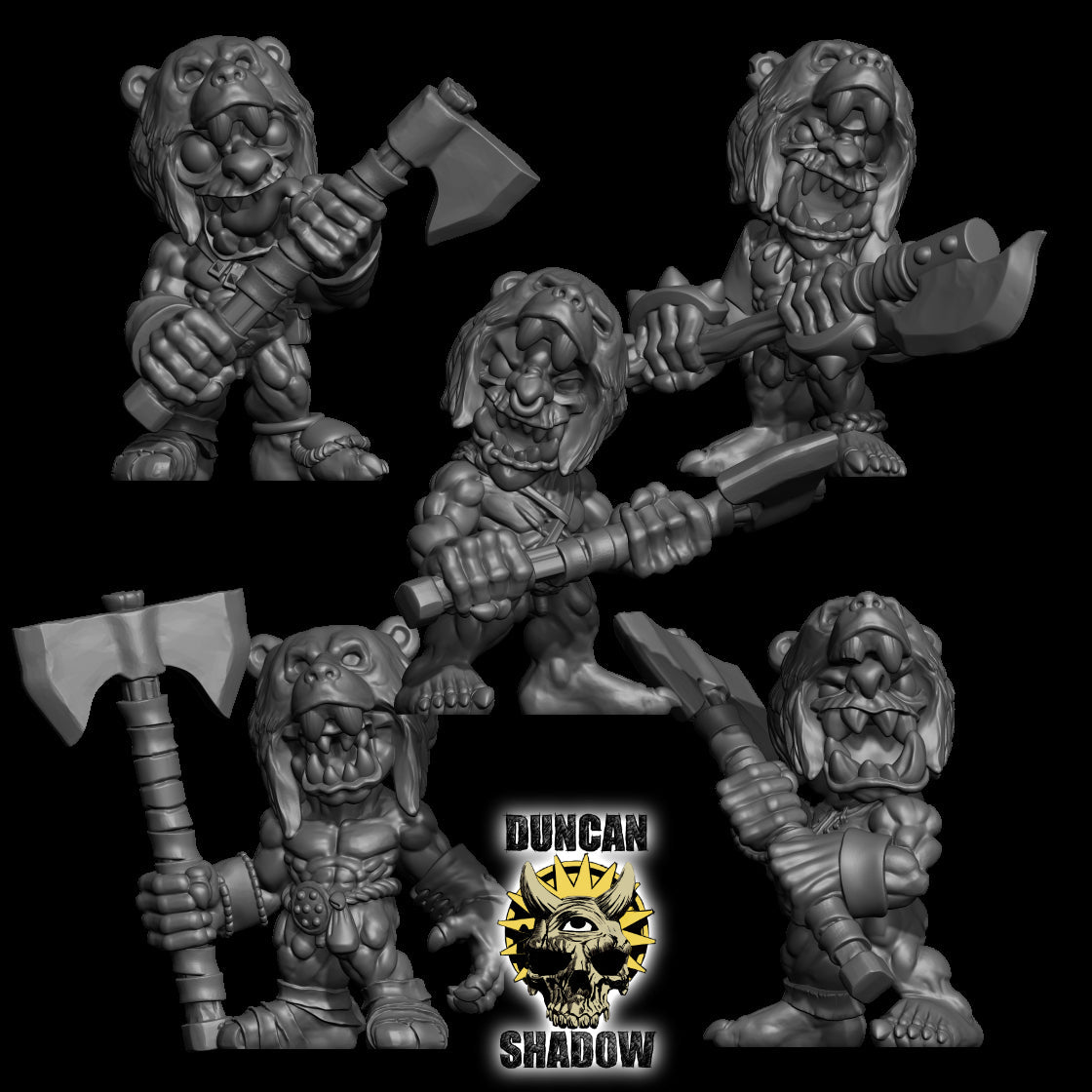 Goblin Barbarians with Great Axes Miniature | Set of 5 - Tabletop RPG & D&D miniature. Perfect for wargaming & collectors