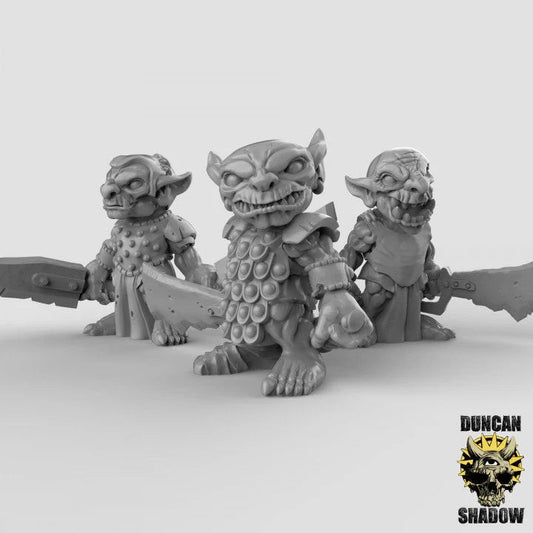 Goblin Duel Wield Sword Miniature - Set of 3 - 32mm