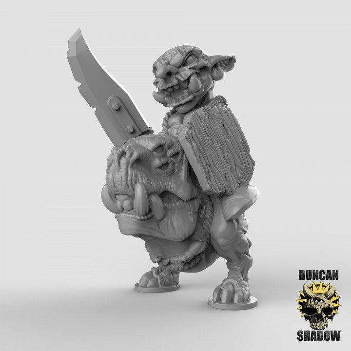 Goblin Hound Riders Miniature | D0108 (middle) - Tabletop RPG & D&D miniature. Perfect for wargaming & collectors