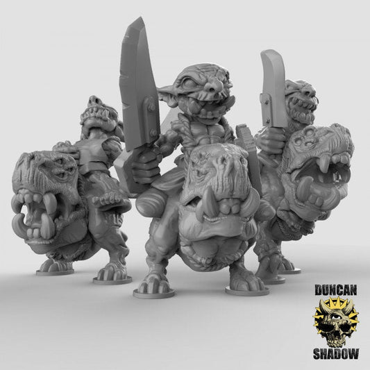 Goblin Hound Riders Miniature - Set of 3 - 32mm