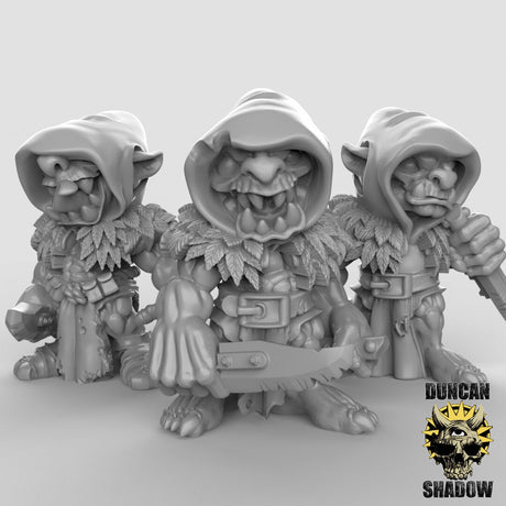 Goblin Hunter Miniature | Set of 3 - Tabletop RPG & D&D miniature. Perfect for wargaming & collectors
