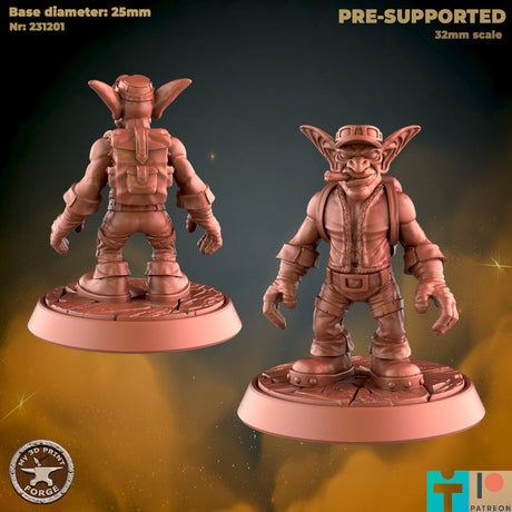 Goblin Mechanic Miniature | A - Tabletop RPG & D&D miniature. Perfect for wargaming & collectors