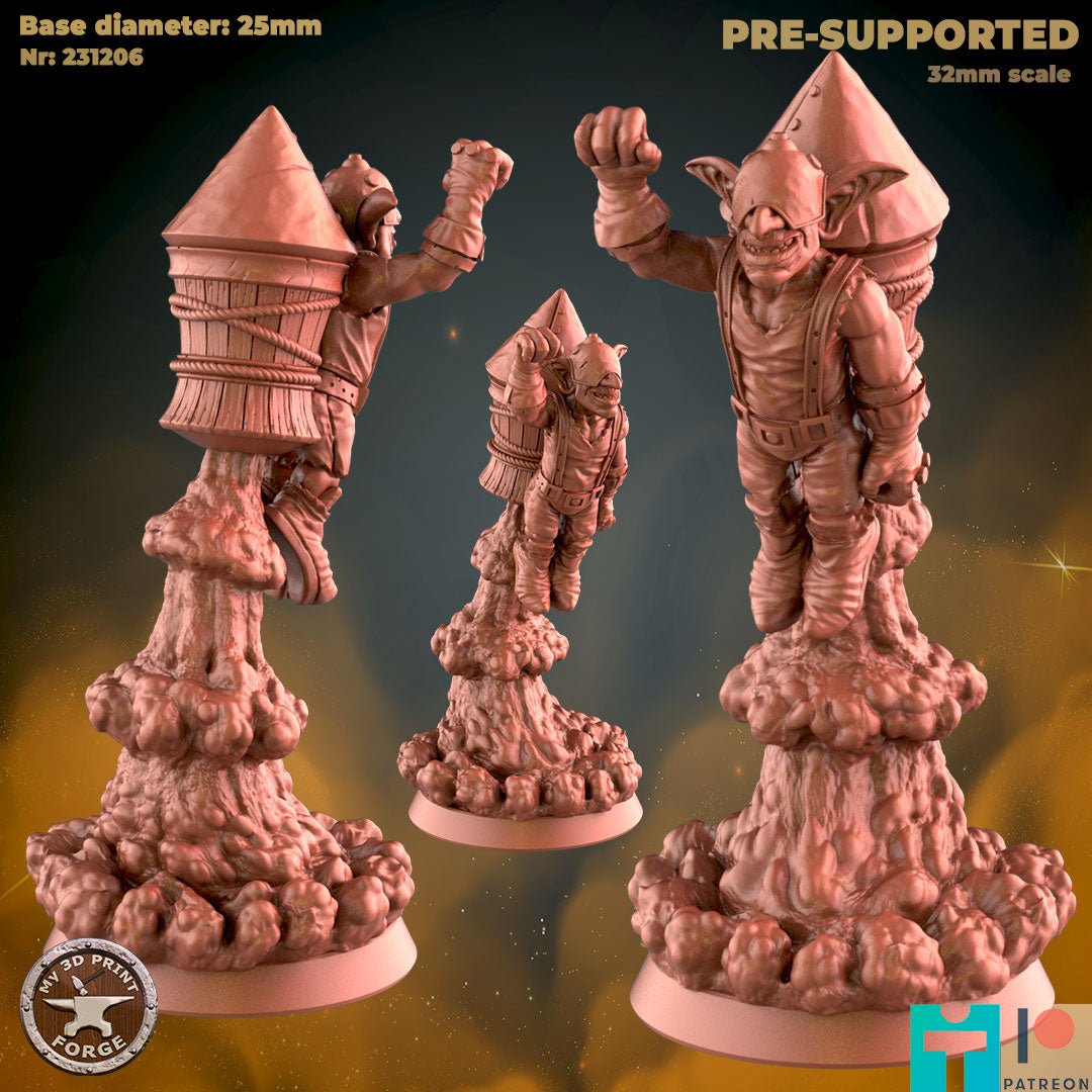 Goblin Rocket Mechanic Miniature | B - Tabletop RPG & D&D miniature. Perfect for wargaming & collectors