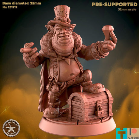 Goblin Merchant Miniature | B - Tabletop RPG & D&D miniature. Perfect for wargaming & collectors