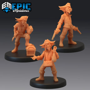 Goblin Pirate Miniature | Set of 3 - Tabletop RPG & D&D miniature. Perfect for wargaming & collectors