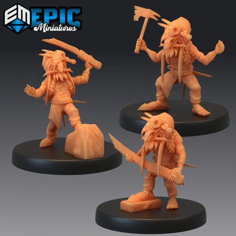 Goblin redcap Pirates Miniature | Set of 3 - Tabletop RPG & D&D miniature. Perfect for wargaming & collectors