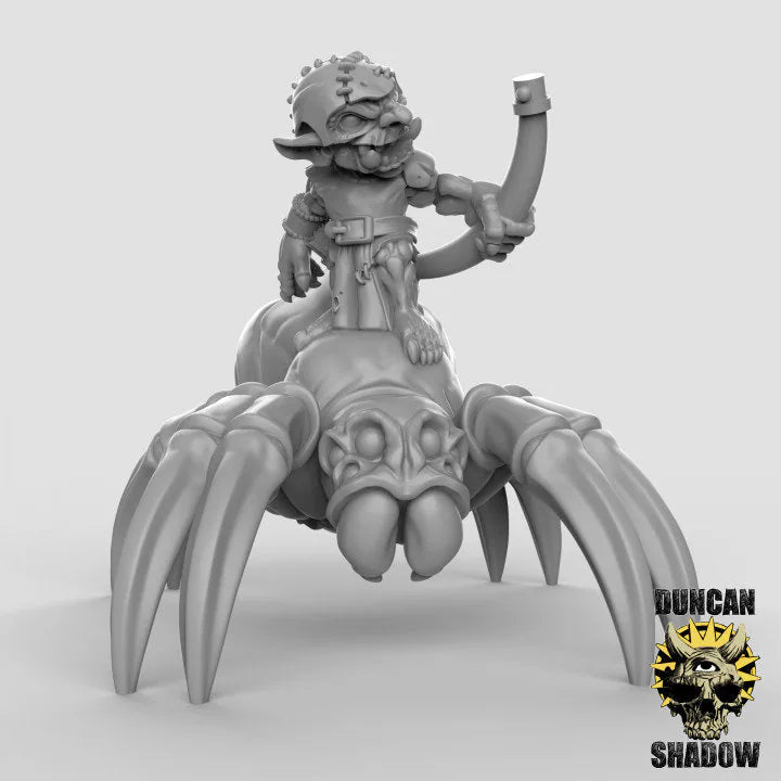 Goblin Riding Spider Miniature - A - 32mm