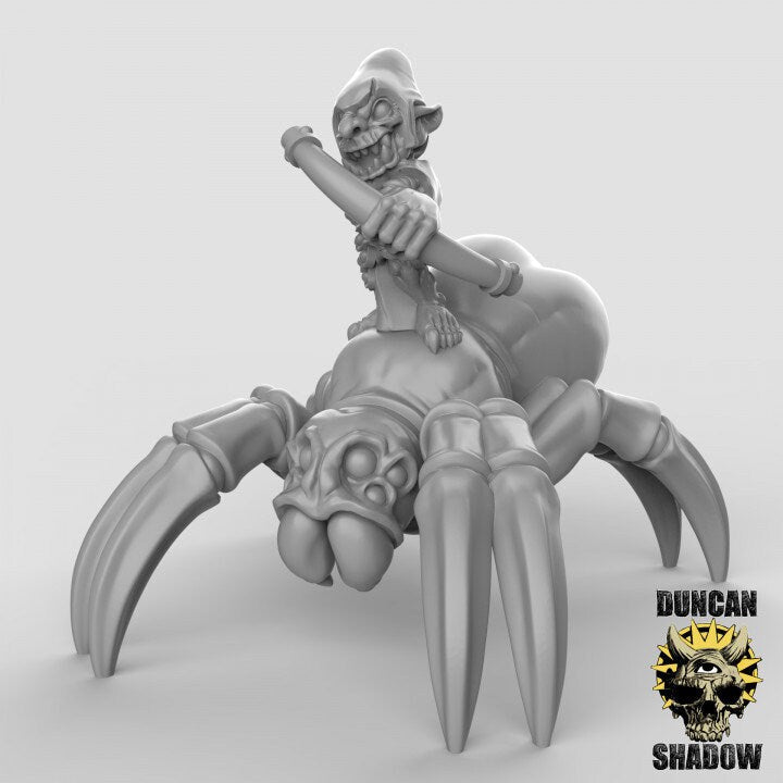 Goblin Riding Spider Miniature - B - 32mm