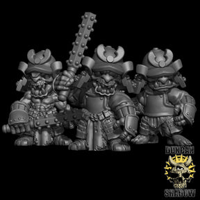 Goblin Samurai with Clubs Miniature | Set of 3 - Tabletop RPG & D&D miniature. Perfect for wargaming & collectors