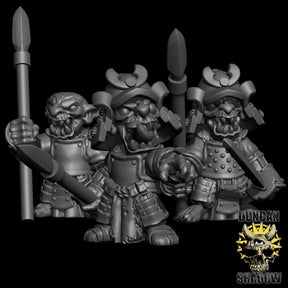 Goblin Samurai with Spears Miniature | Set of 3 - Tabletop RPG & D&D miniature. Perfect for wargaming & collectors