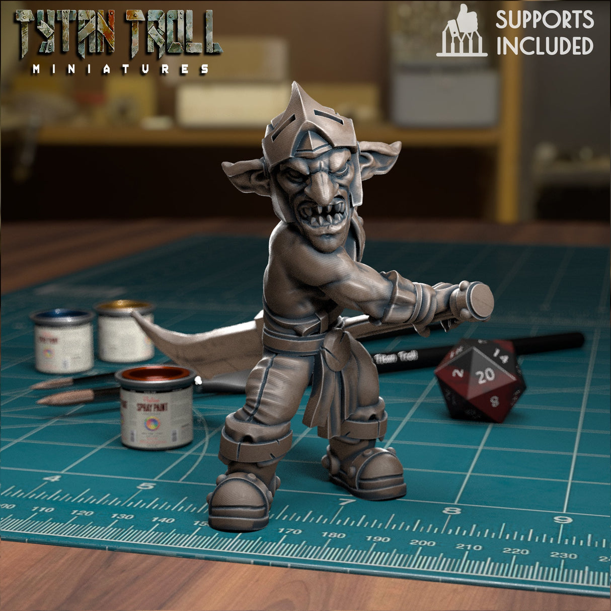 Goblin Spearmen Miniature | H - Tabletop RPG & D&D miniature. Perfect for wargaming & collectors