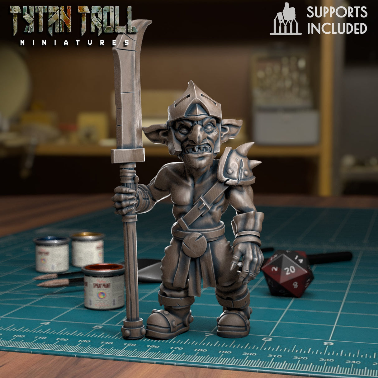 Goblin Spearmen Miniature | K - Tabletop RPG & D&D miniature. Perfect for wargaming & collectors