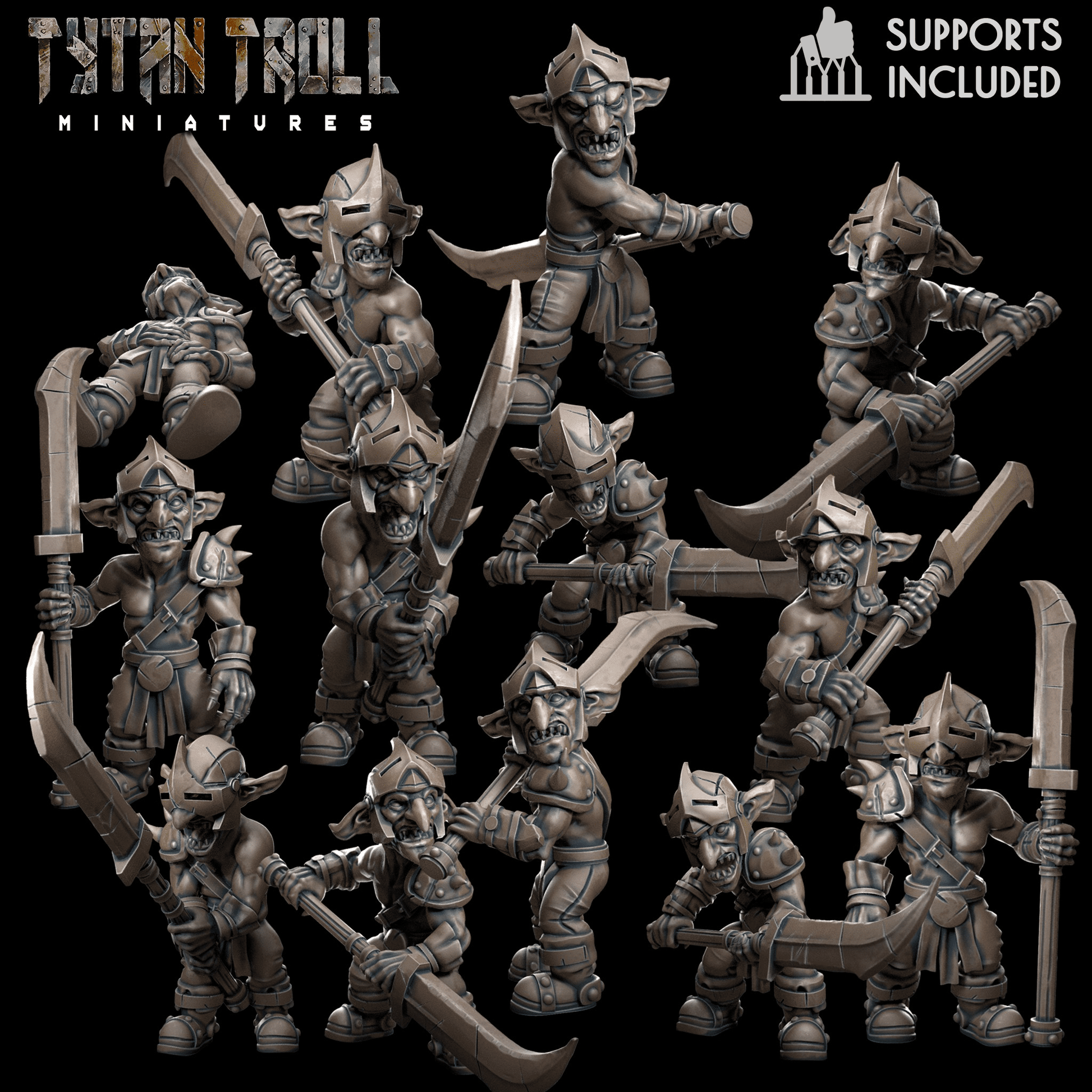Goblin Spearmen Miniature - Set of 12 - 28mm