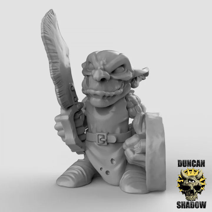Goblin Sword and Shield Miniature | A - Tabletop RPG & D&D miniature. Perfect for wargaming & collectors