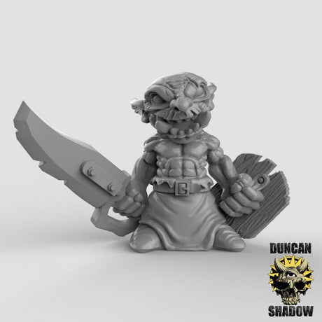 Goblin Sword and Shield Miniature | C - Tabletop RPG & D&D miniature. Perfect for wargaming & collectors