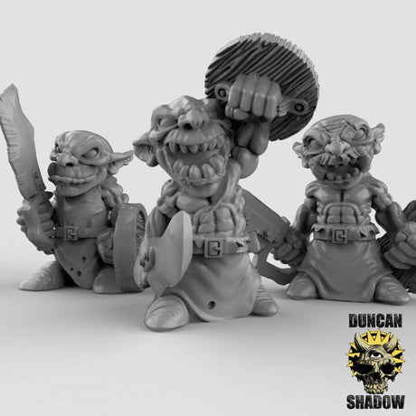 Goblin Sword and Shield Miniature | Set of 3 - Tabletop RPG & D&D miniature. Perfect for wargaming & collectors