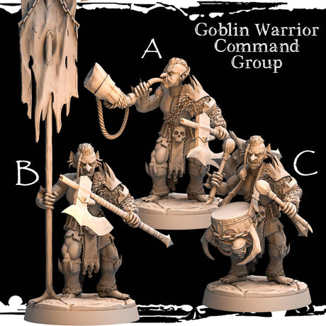 Goblin Warrior Command Miniature | Goblin A - Tabletop RPG & D&D miniature. Perfect for wargaming & collectors