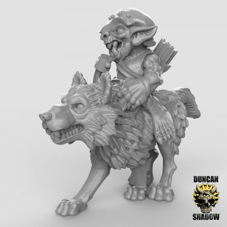 Goblin Wolf Rider archers Miniature | A - Tabletop RPG & D&D miniature. Perfect for wargaming & collectors